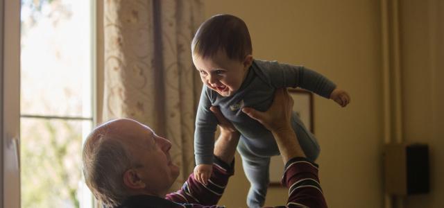 grandfather and baby grandson